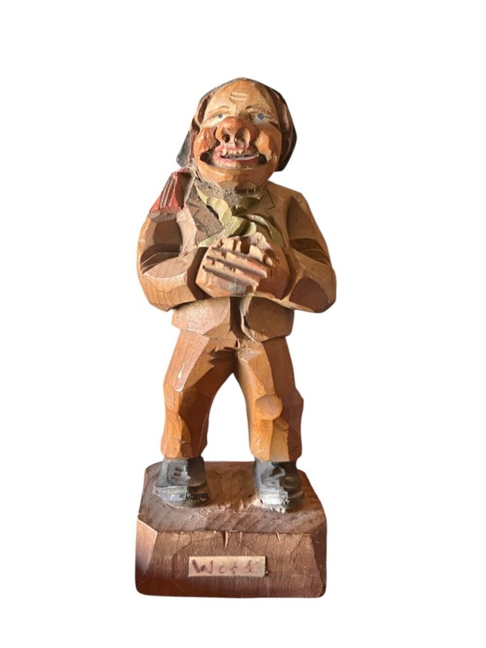 Hand Carved Vintage Wood Figurine Folk Art 5.5" T Art Sculpture Gift Collectible
